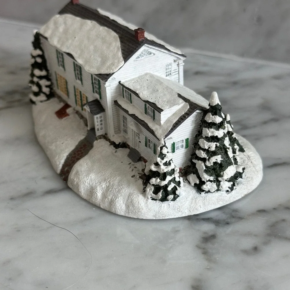 Vintage Hawthorne Norman Rockwell Bringing Home the Tree Christmas House B3358